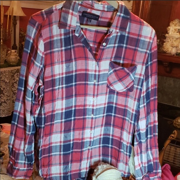 Aeropostale Tops - COPY - Soft Flannel Look Plaid Blouse